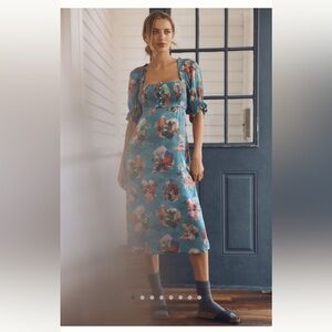 Anthropologie Blue Floral Dress